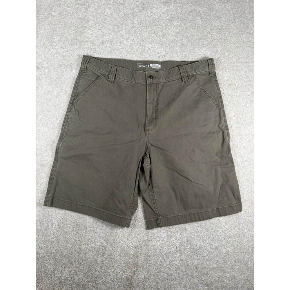 Carhartt Short Mens 38 Rugged Flex Relaxed Fit Green Canvas Work 10" BS2514-M